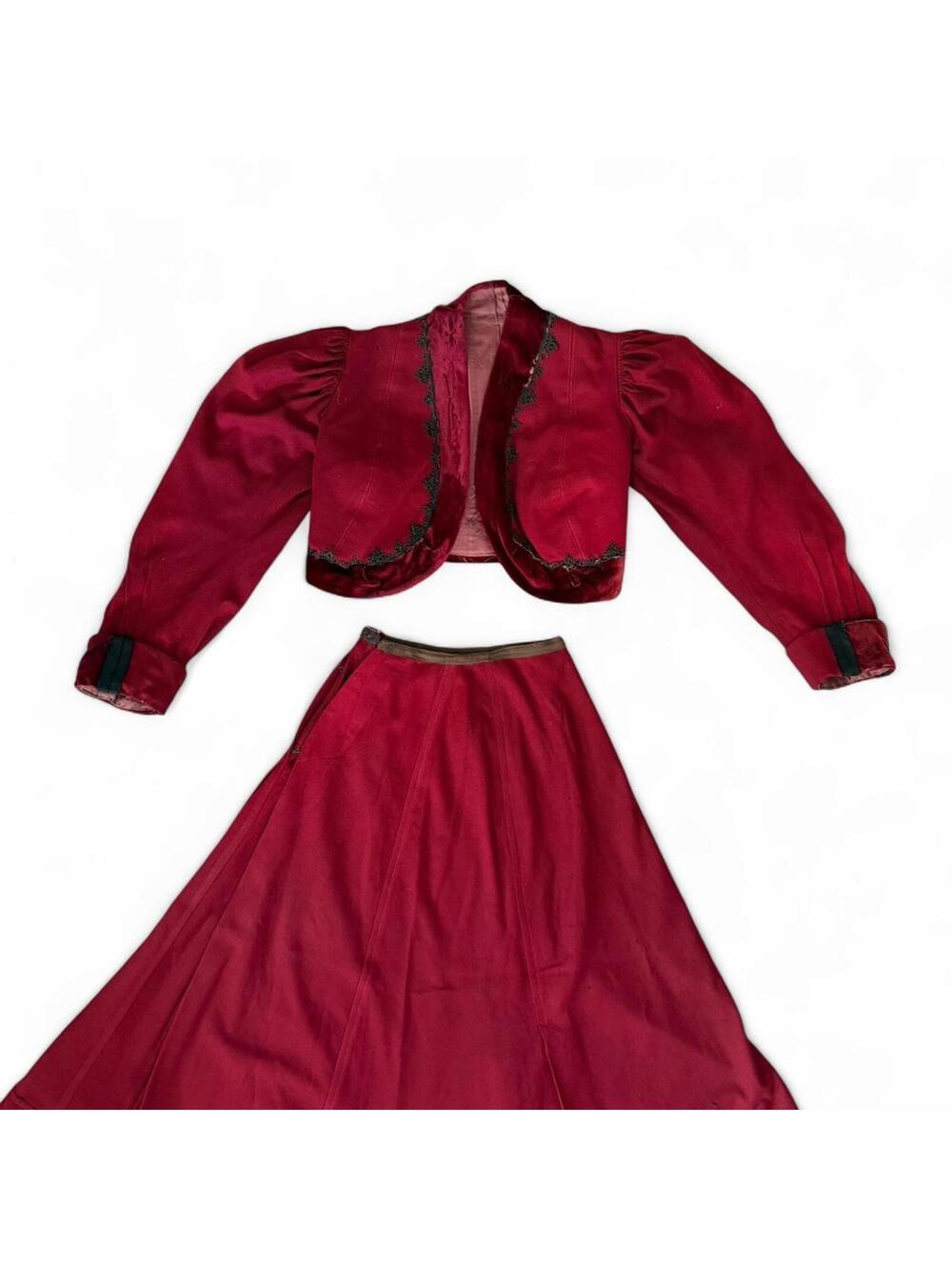 Vintage Two-Piece Burgundy Skirt and Bolero Jacket Set - Picture 8 of 8